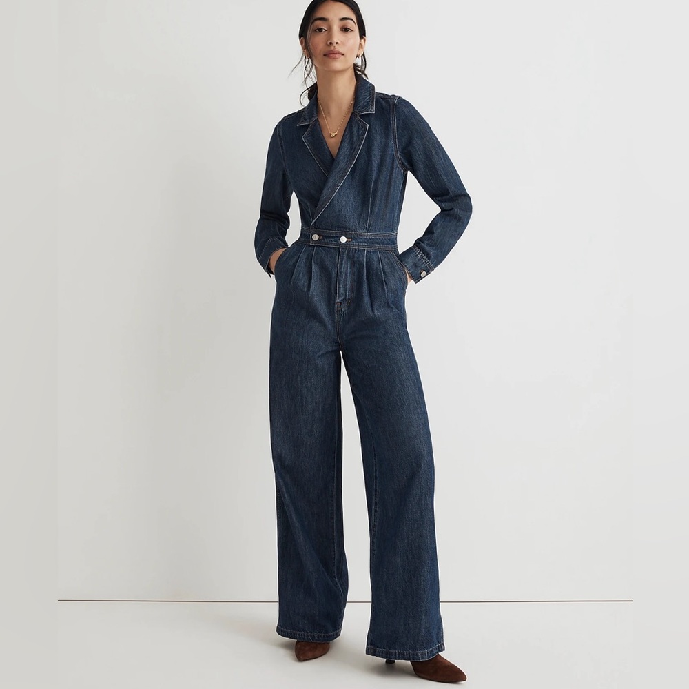 Madewell Denim Tailored Jumpsuit in Norvell Wash Size 4 - Picture 2 of 6